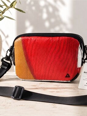 RAREFORM Zion Sling Bag Crossbody Upcycled Billboard Vinyl Red Black NWT Vegan